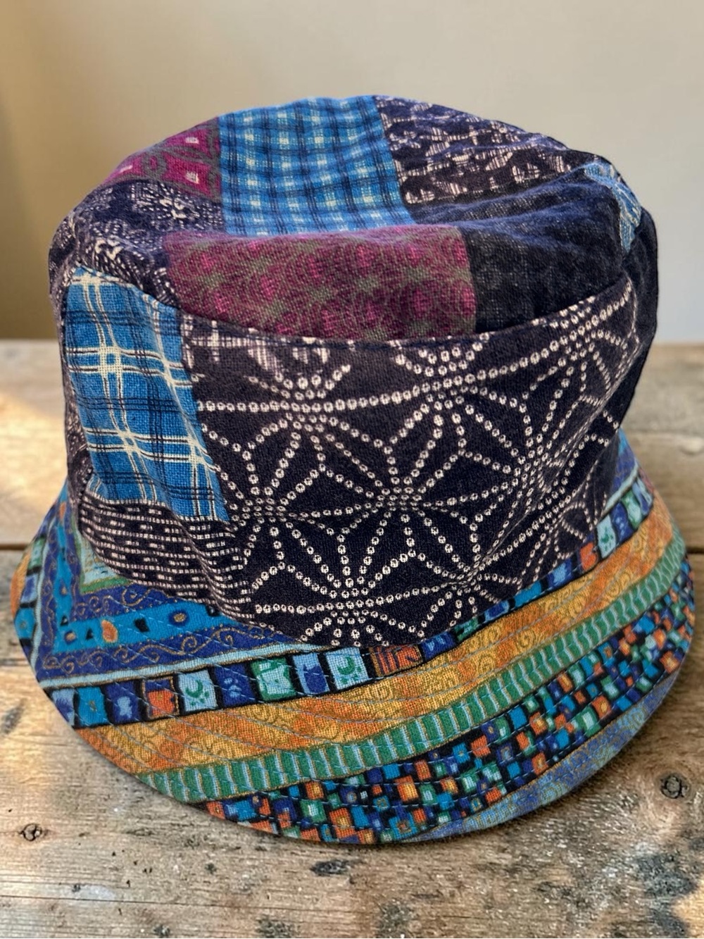 Women’s Reversible Multicolor Patchwork Bucket Hat